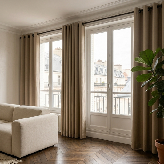 Rideau anti bruit occultant Sorona - Champagne Satiné